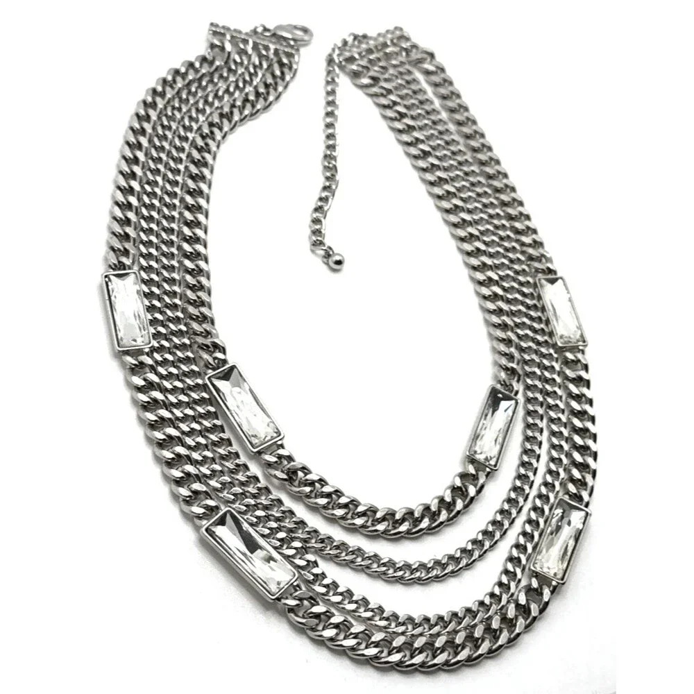 NWOT Lee Angel Neiman Marcus Crystal Multi Strand Station Necklace Statement 20